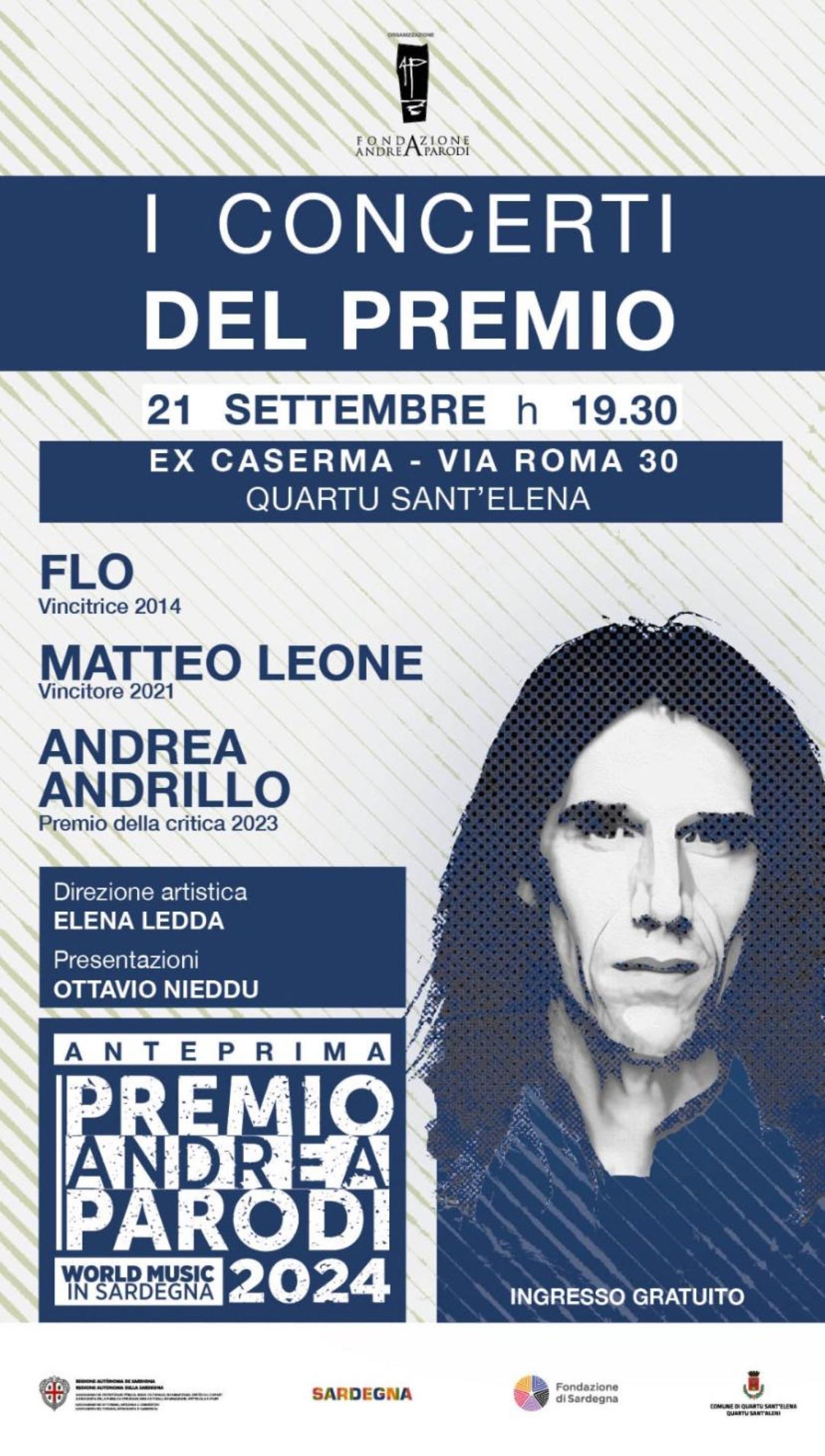 Premio Andrea Parodi, l’anteprima è questo sabato a Quartu all’ex caserma di via Roma. Presenti Flo, Andrillo e Leone