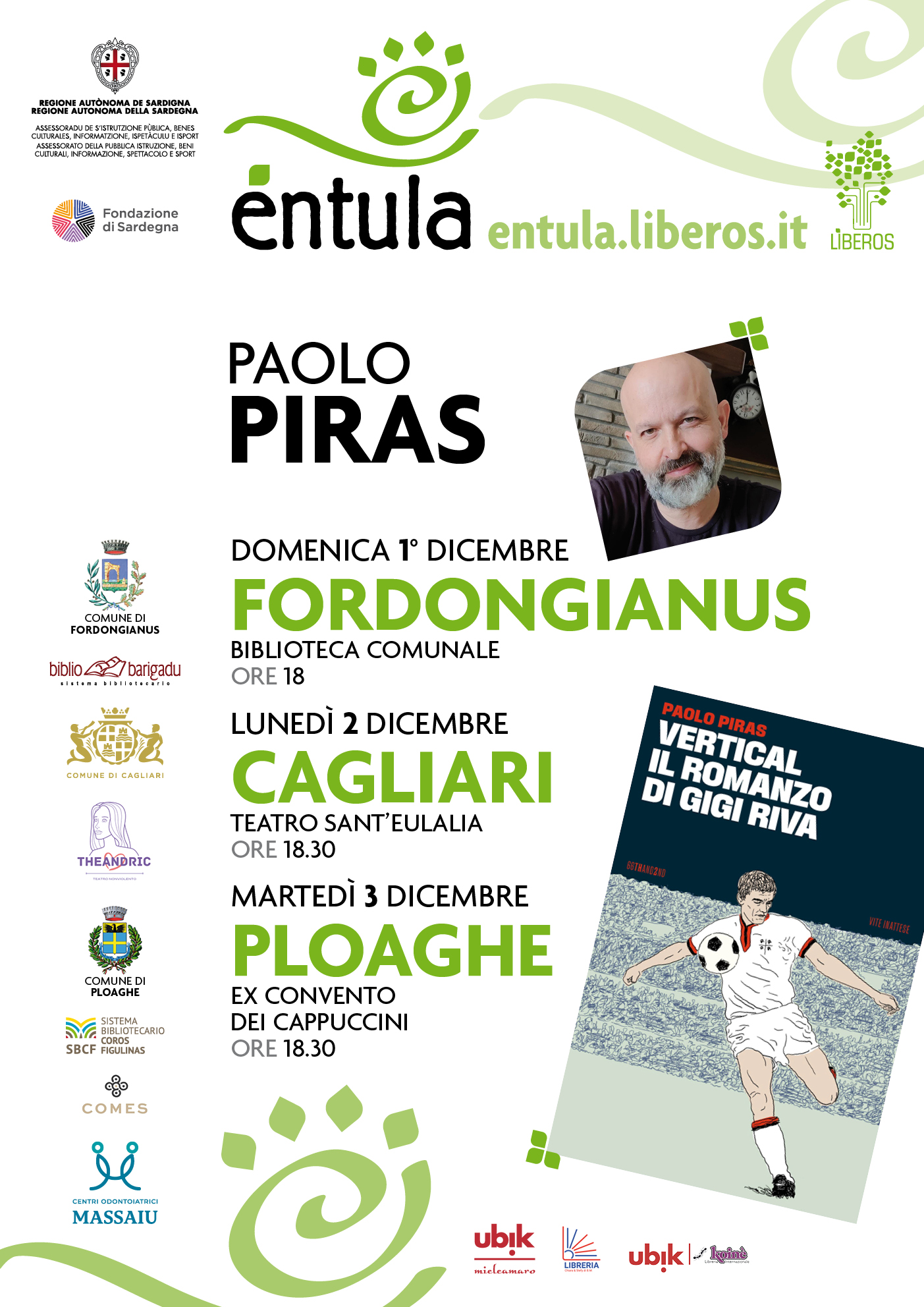 Libri, Festival Entula. A Fordongianus, Paolo Piras presenta “Vertical. Il romanzo di Gigi Riva”