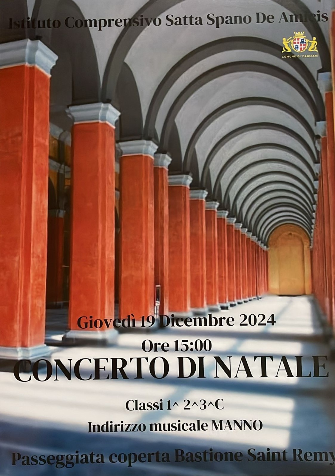 Cagliari. Concerto di Natale della scuola media Manno al Bastione St. Remy