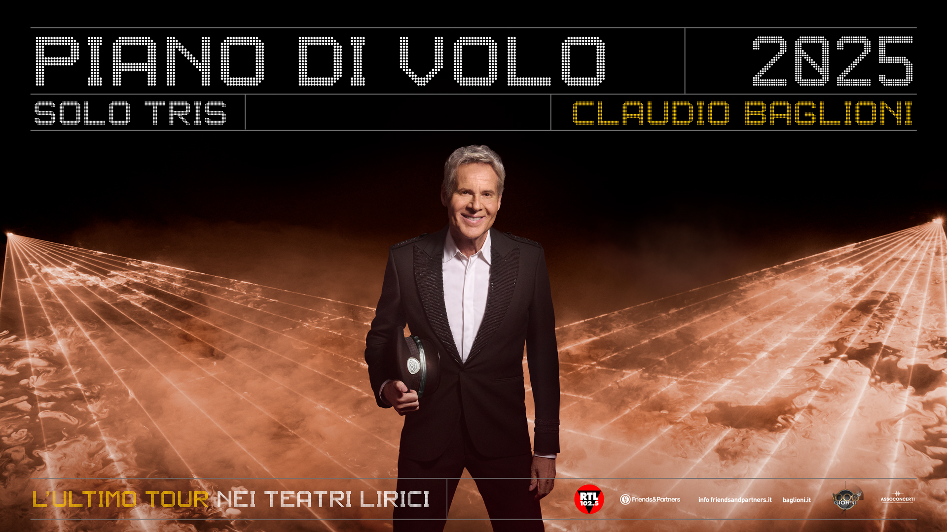 Musica, Claudio Baglioni è pronto per “Il Piano di Volo Tris”. Il tour a Cagliari, il 23, 24 e 25 febbraio