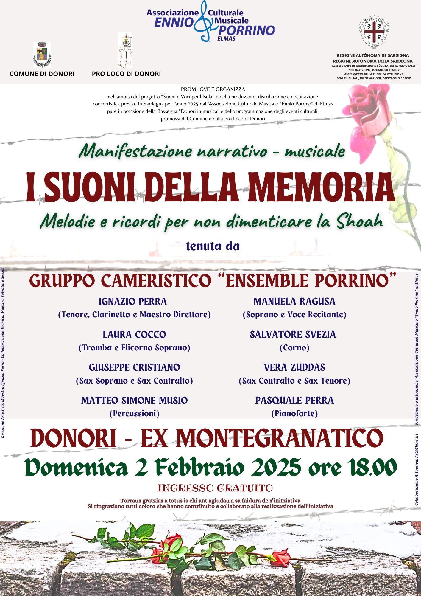 Manifestazione musicale a Donori: I SUONI DELLA MEMORIA – MELODIE E RICORDI PER NON DIMENTICARE LA SHOA